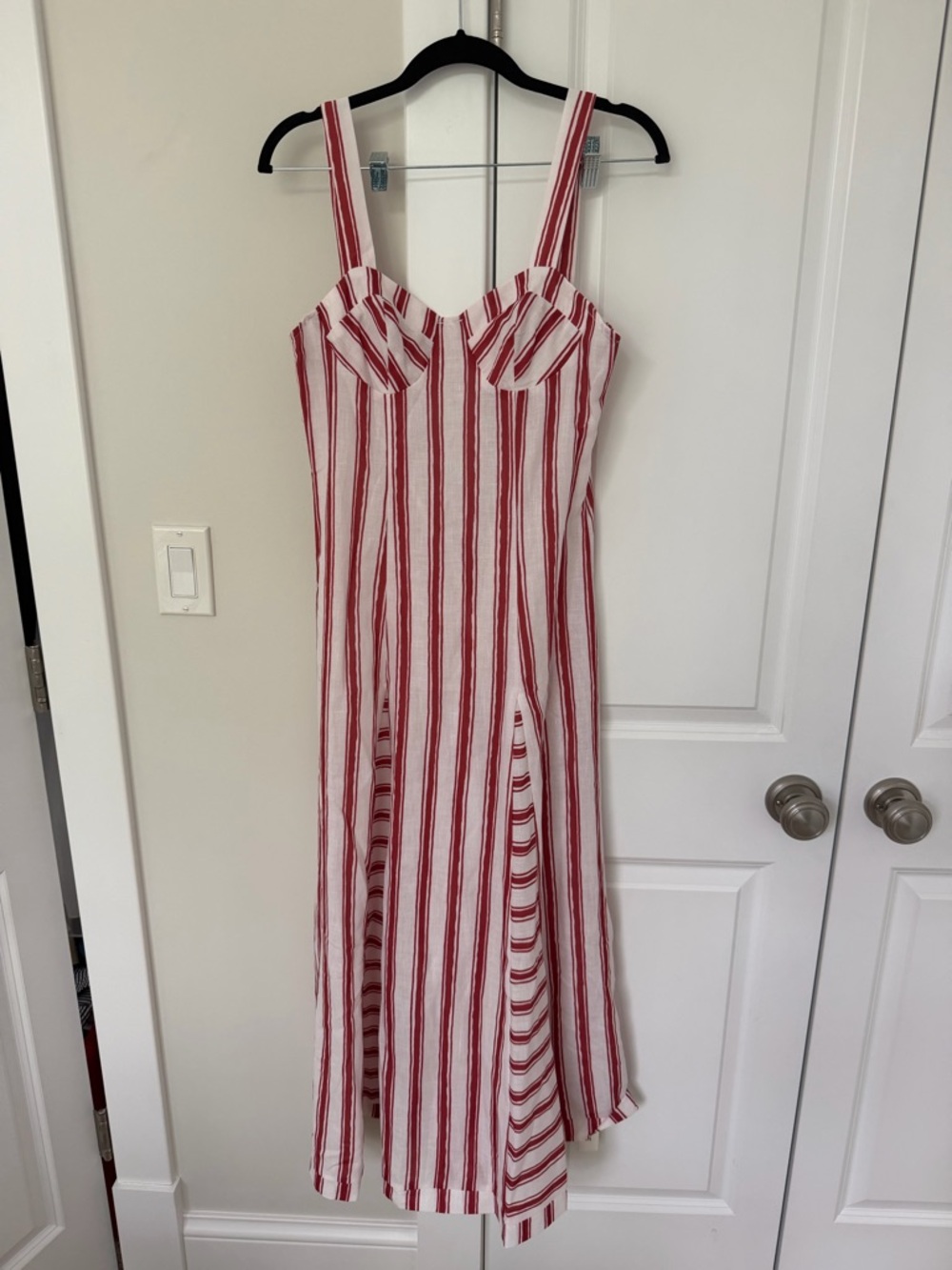 Commense Red and White Striped Midi Sundress